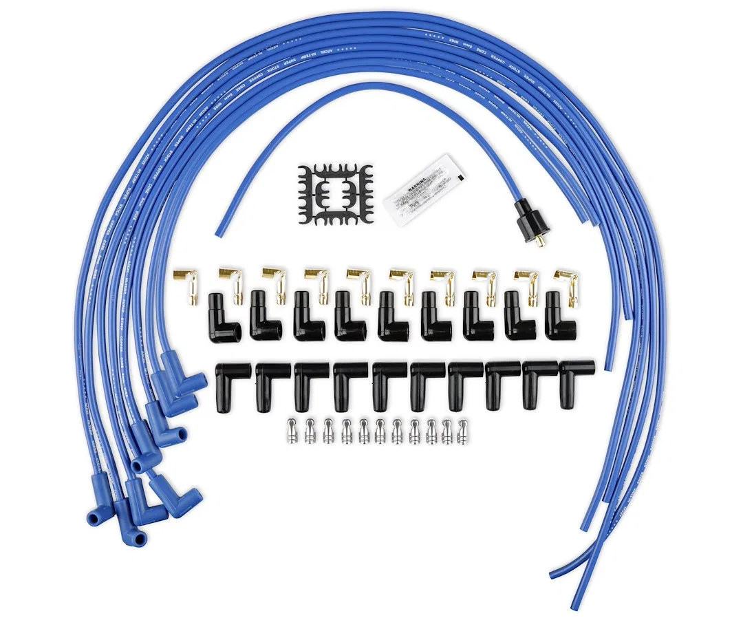 4039B – ACCEL Spark Plug Wire Set, Unassembled Blue 8 Millimeter Diameter Silicone Copper Spiral Core 90 Degree Spark...